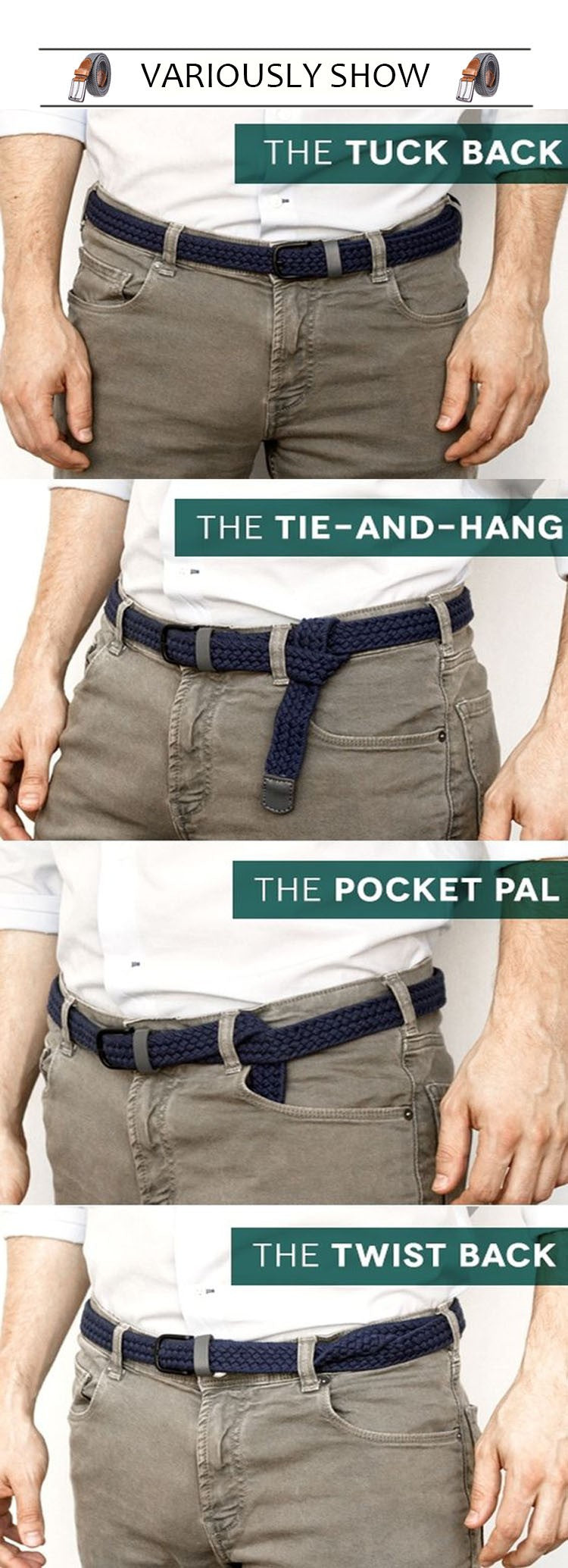 Braided Cotton Soft Stretch Woven Casual Jean Mens Belts 1-3/8" Wide - FanFreakz