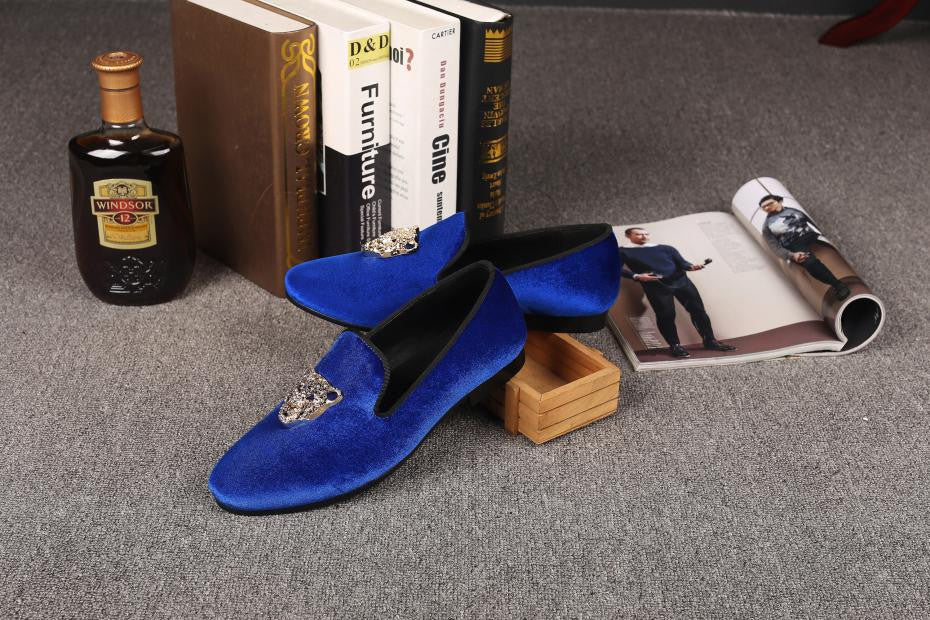 Animal Buckle Men Classic Wedding Velvet Loafers Shoes - FanFreakz