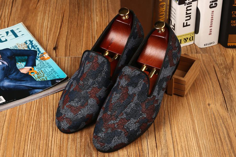 Printing Camouflage Pearl Style Men Flat Loafers Shoes - FanFreakz