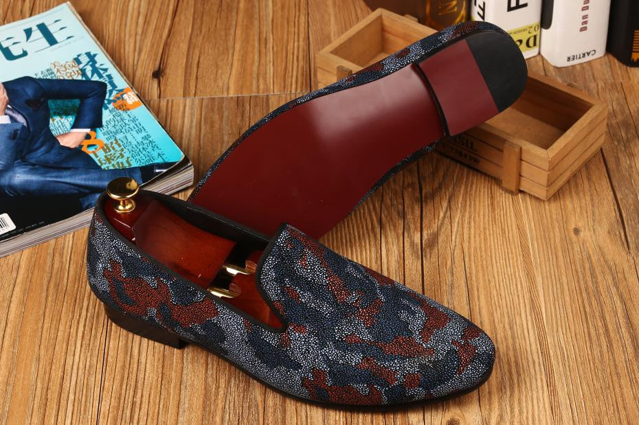 Printing Camouflage Pearl Style Men Flat Loafers Shoes - FanFreakz