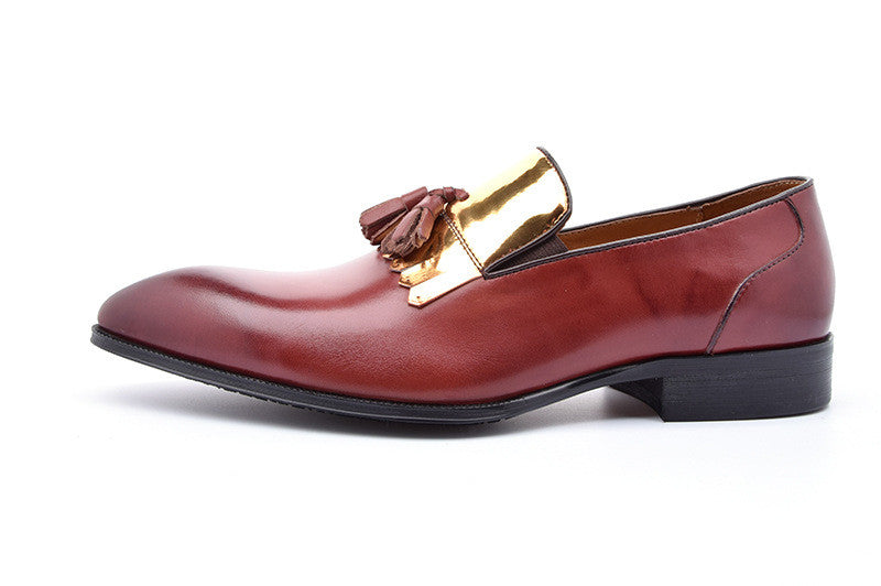 Gold Patch Tassell Men Loafers Shoes - FanFreakz
