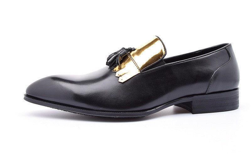 Gold Patch Tassell Men Loafers Shoes - FanFreakz