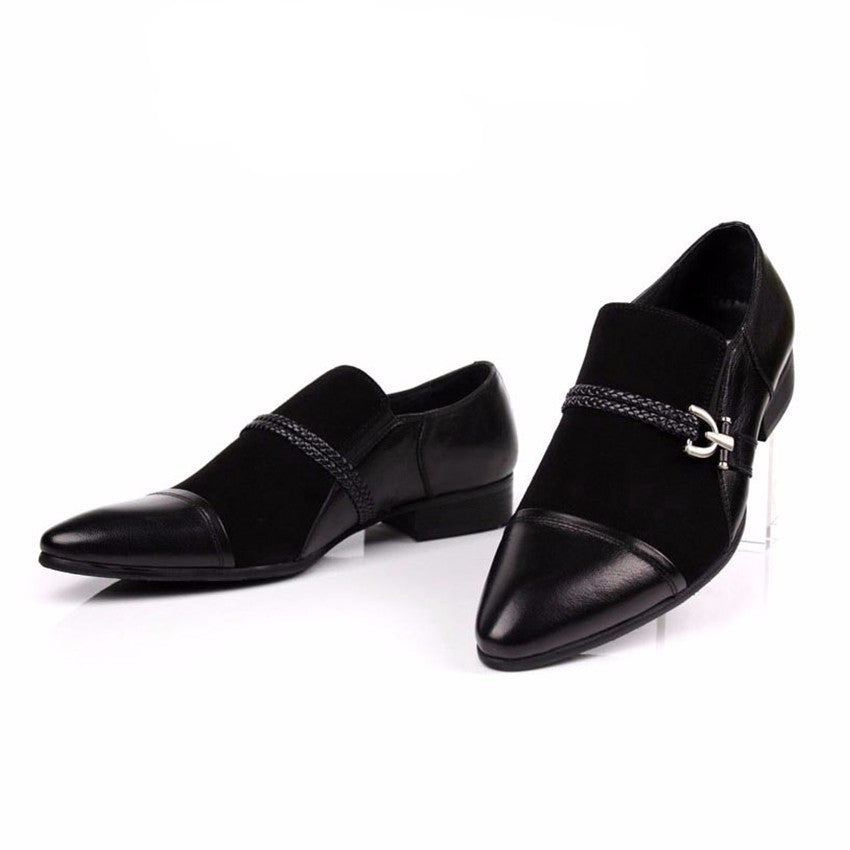 Men Suede Loafers Shoes With Anchor Leather Buckle Strap Detail - FanFreakz