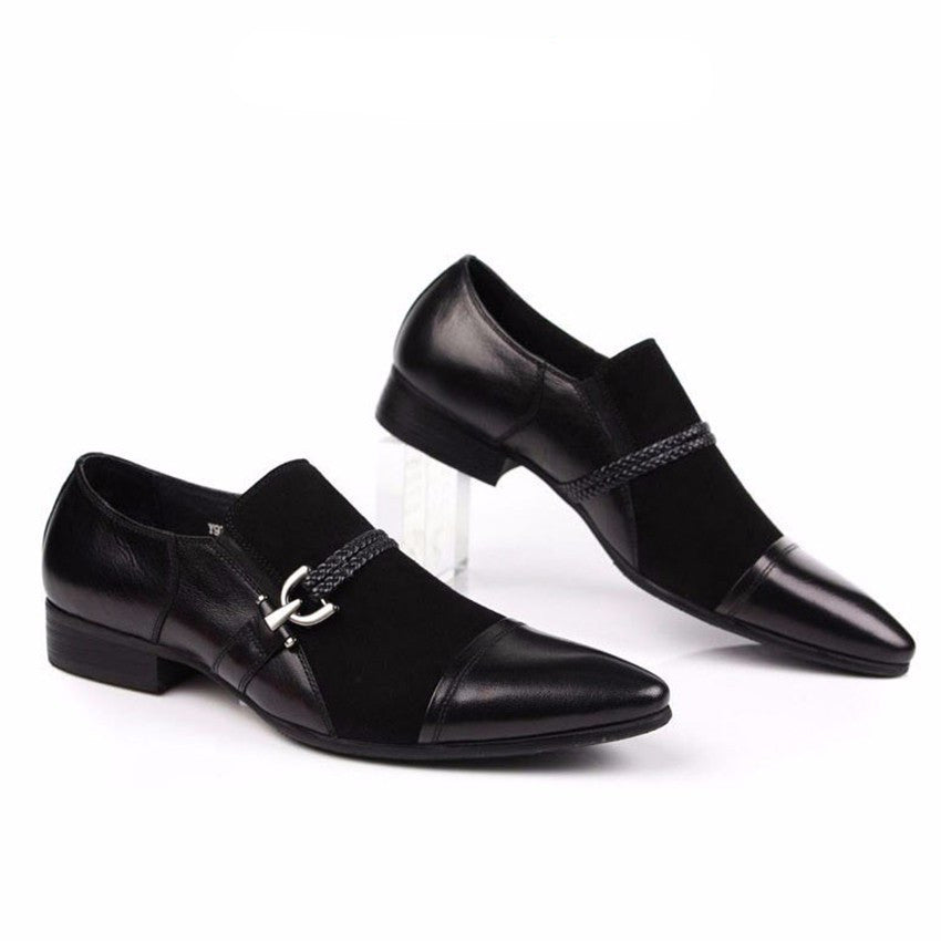 Men Suede Loafers Shoes With Anchor Leather Buckle Strap Detail - FanFreakz