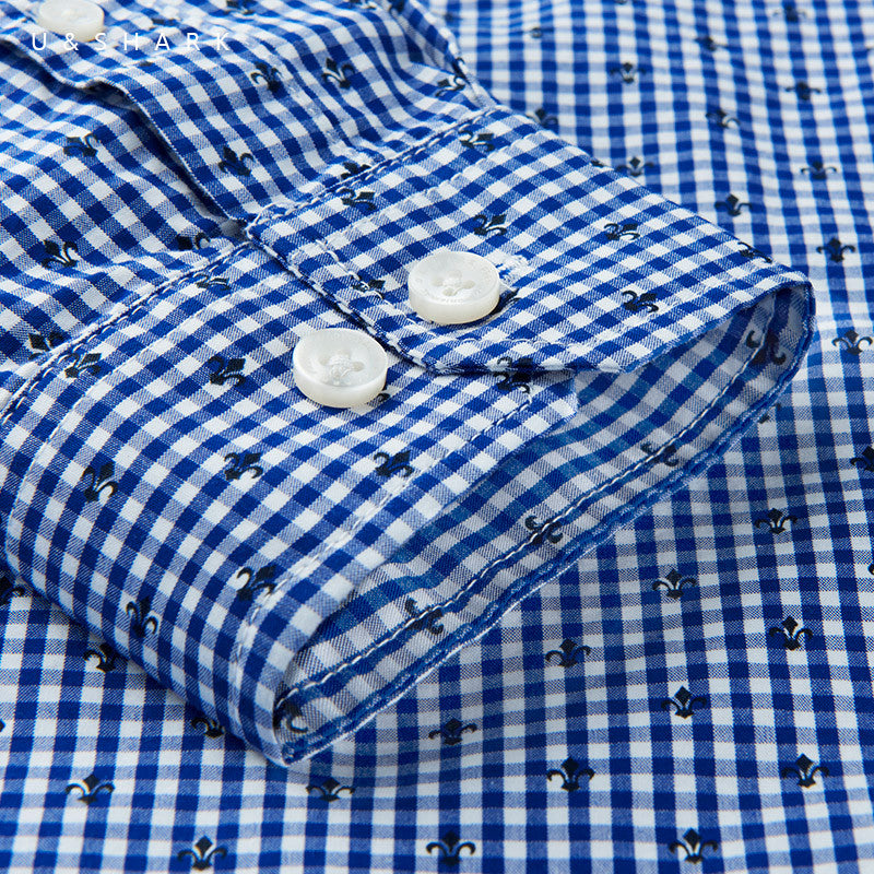 Long Sleeve Business Slim Fit Plaid Men Shirt - FanFreakz