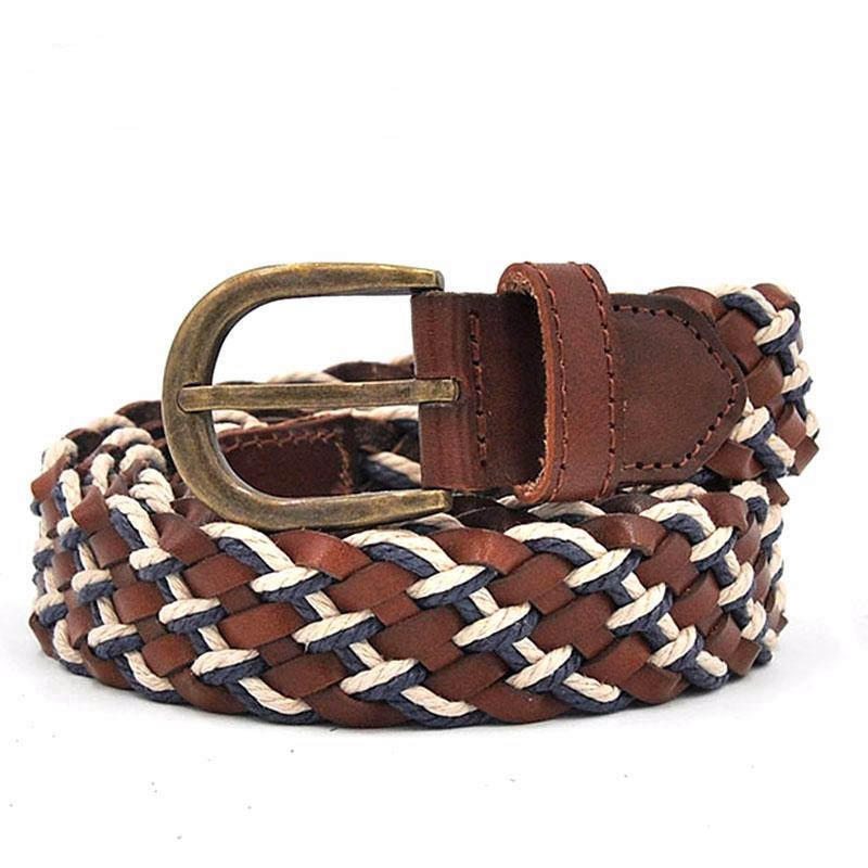 Genuine Braided Leather Mixed with Wax Rope Men Belt - FanFreakz