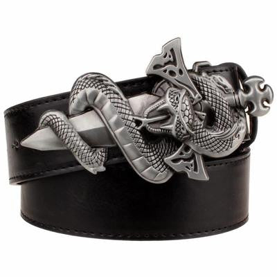 Templar Dagger in Snake Buckle Men Belt - FanFreakz