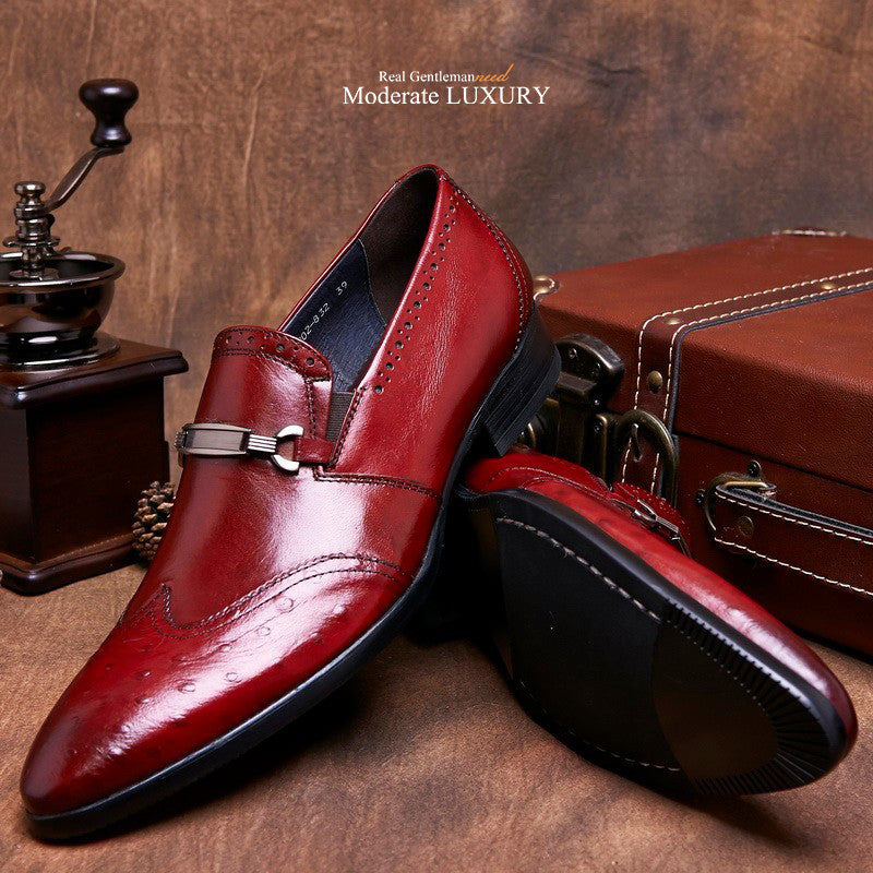 Unique Style Men Loafers Shoes, Ostritch Toe With Patch Work and Buckle - FanFreakz