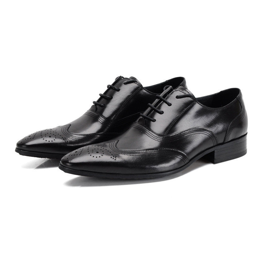 Italian Style Men Formal Lace Up Brogue Shoes with Wingtip Detail - FanFreakz