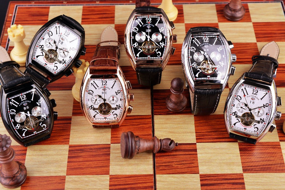 Forsining Date Month Display | Men Rose Gold Tourbillon Watch - FanFreakz