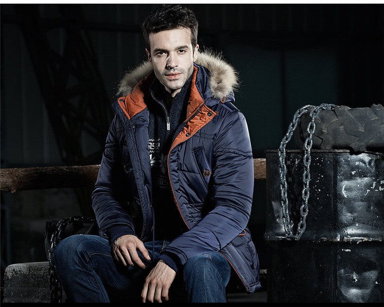 Men Thick Winter Jacket with Parka Hood - FanFreakz