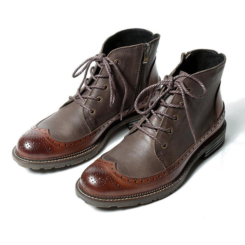 Brogue Wingtip Men Chukka Boots For Winter - FanFreakz