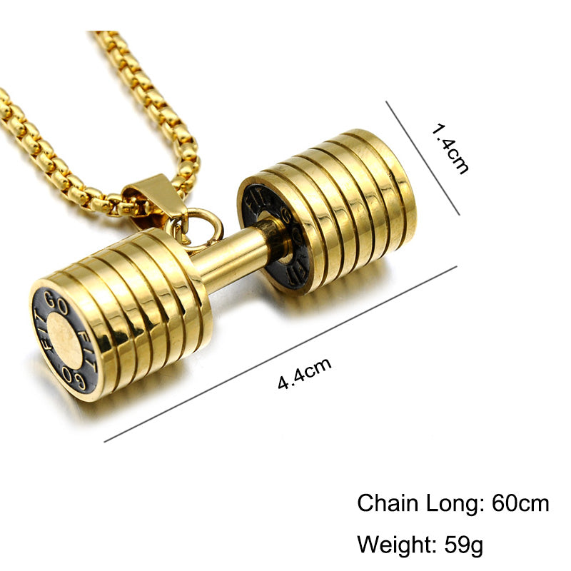 GO FIT Dumbbell Gym Fitness Barbell Pendant Men Necklace - FanFreakz