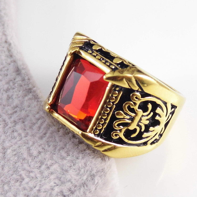 Big Square Vintage Style Crystal Stone Men Ring - FanFreakz