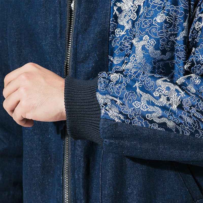 Japanese Retro Stitching Chinese Pattern Embroidery Men Hooded Jacket - FanFreakz