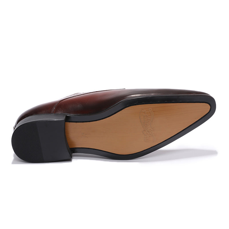 Unique Toe Burgundy Men Derby Shoes - FanFreakz