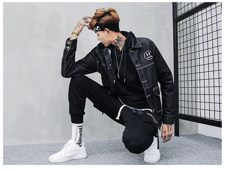 Loose Vintage Denim Jacket With 2 Side Pockets Details - FanFreakz