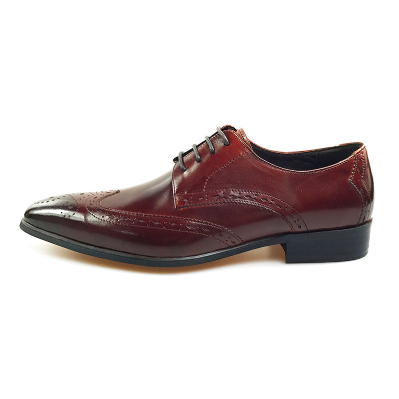Luxury Style Perforated Wingtip Men Derby Shoes - FanFreakz