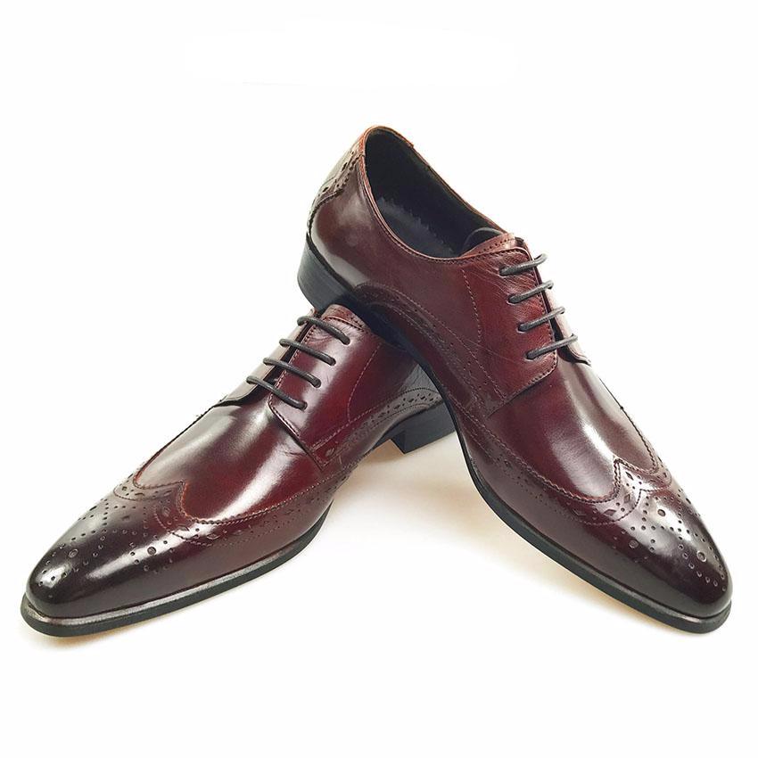 Luxury Style Perforated Wingtip Men Derby Shoes - FanFreakz