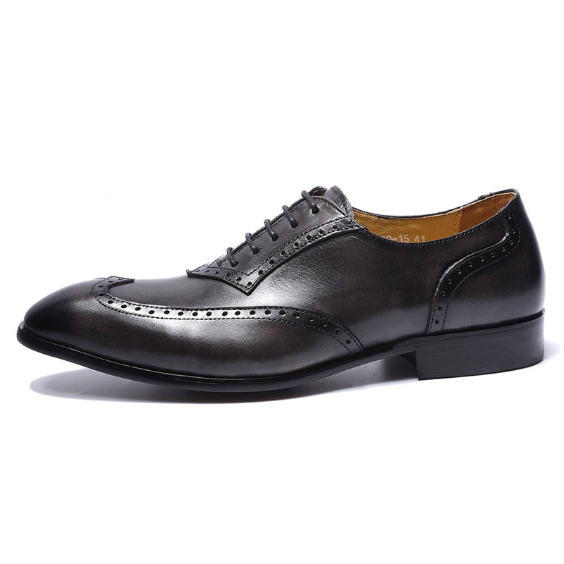 British Style Perforated Detail Men Oxford Shoes With Wingtip - FanFreakz