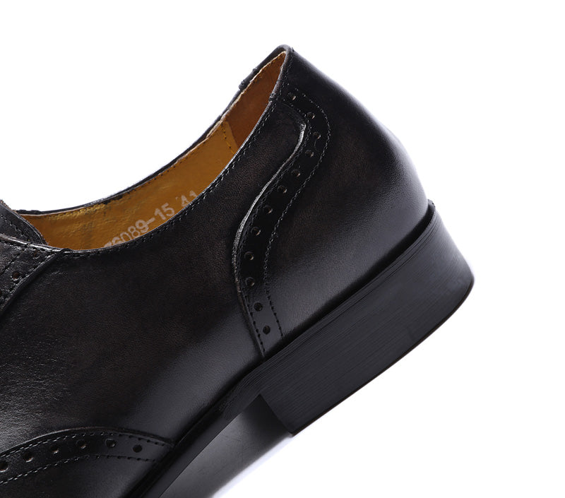 British Style Perforated Detail Men Oxford Shoes With Wingtip - FanFreakz