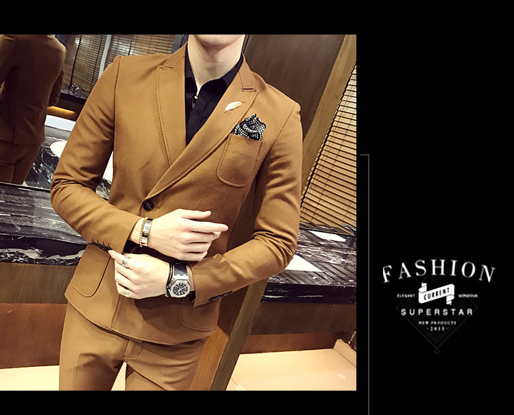 Double Breasted Fancy Side Pocket Men Slim Fit Suit - FanFreakz