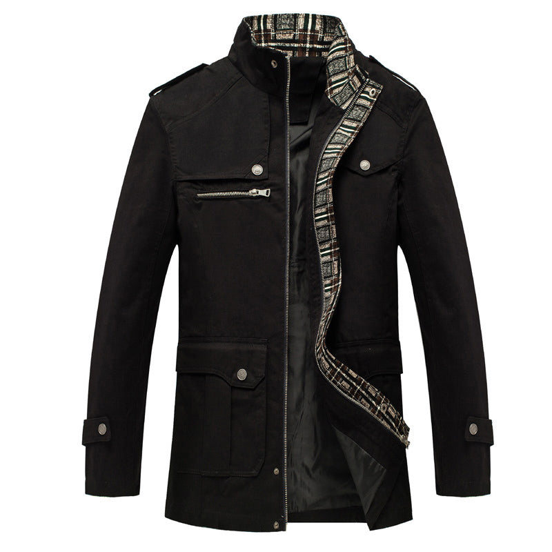 Vintage Military Style Men Jacket with Two Sides Pockets - FanFreakz