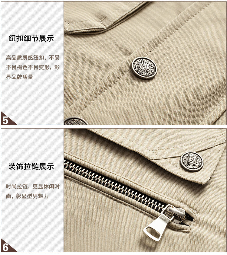 Vintage Military Style Men Jacket with Two Sides Pockets - FanFreakz