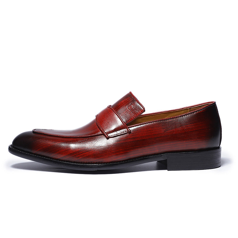Hand-Painted Style Red Men Loafers Shoes - FanFreakz