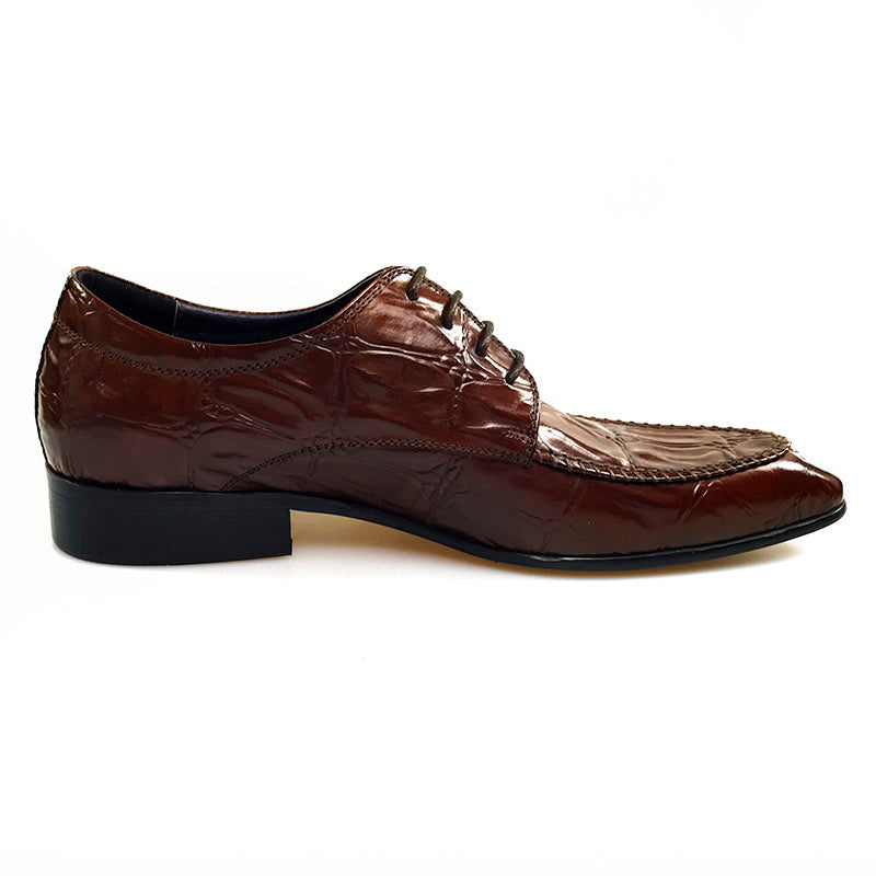 Exotic Big Croco Pattern Pointed Toe Men Derby Shoes - FanFreakz