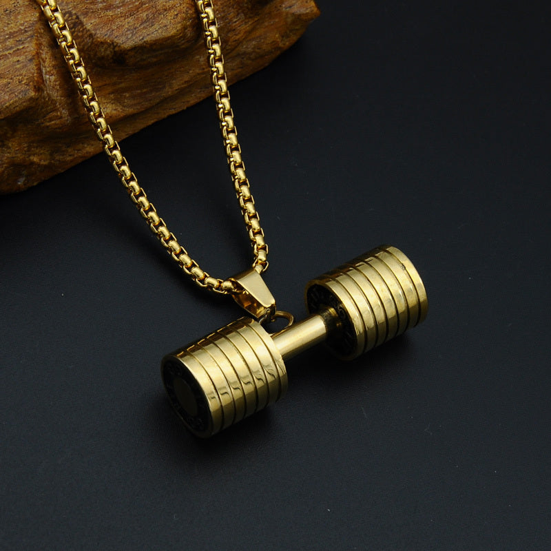 GO FIT Dumbbell Gym Fitness Barbell Pendant Men Necklace - FanFreakz