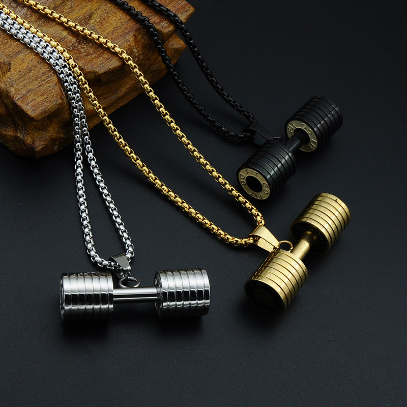 GO FIT Dumbbell Gym Fitness Barbell Pendant Men Necklace - FanFreakz