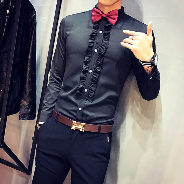 Ruffle Vintage Men Long Sleeves Shirt For Wedding Party - FanFreakz