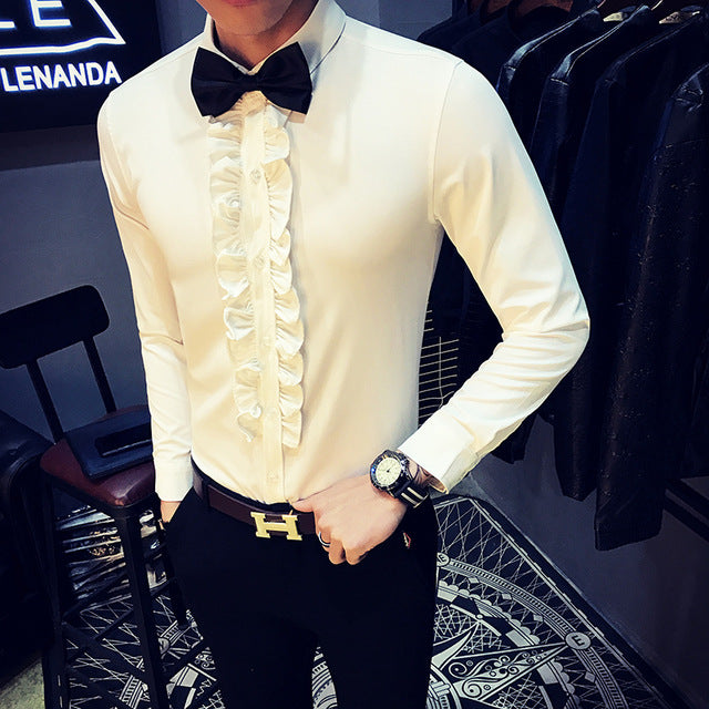 Ruffle Vintage Men Long Sleeves Shirt For Wedding Party - FanFreakz