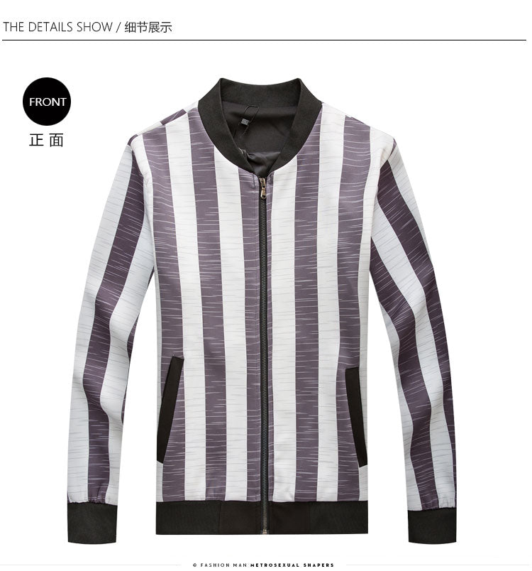 Big Vertical Stripes Korean Style Men Slim Fit Jacket - FanFreakz