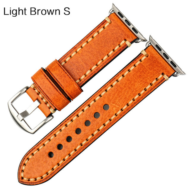 Big Stitches with Bold Color Apple Watch Leather Strap