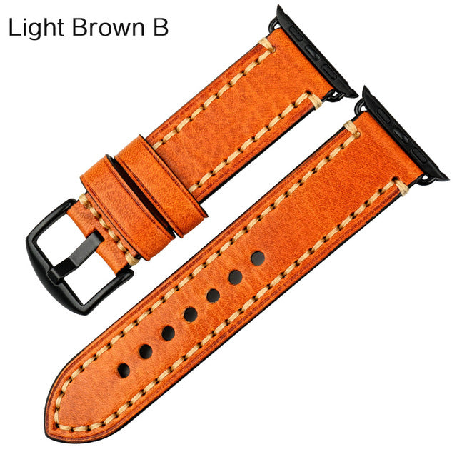 Big Stitches with Bold Color Apple Watch Leather Strap