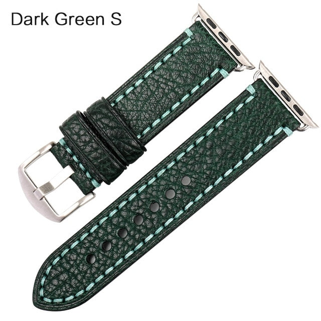 Big Stitches with Bold Color Apple Watch Leather Strap