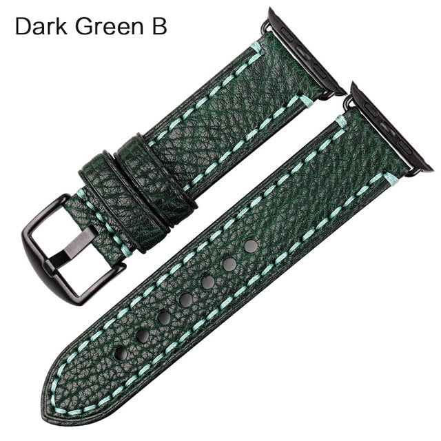 Big Stitches with Bold Color Apple Watch Leather Strap