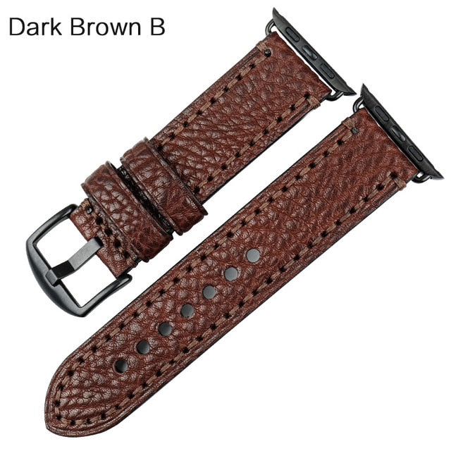 Big Stitches with Bold Color Apple Watch Leather Strap