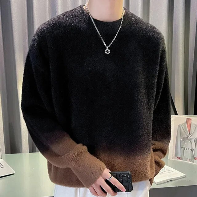 Gradient Color O-Neck Sweater