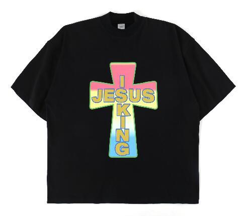 Jesus Mural Print Black T-shirts
