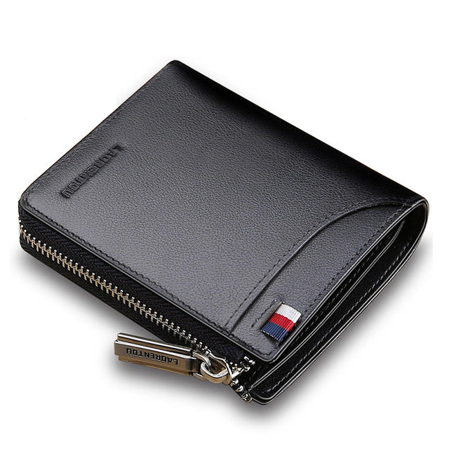 Zip Closure Mini Men Genuine Leather Wallet