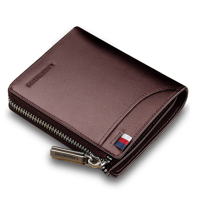 Zip Closure Mini Men Genuine Leather Wallet
