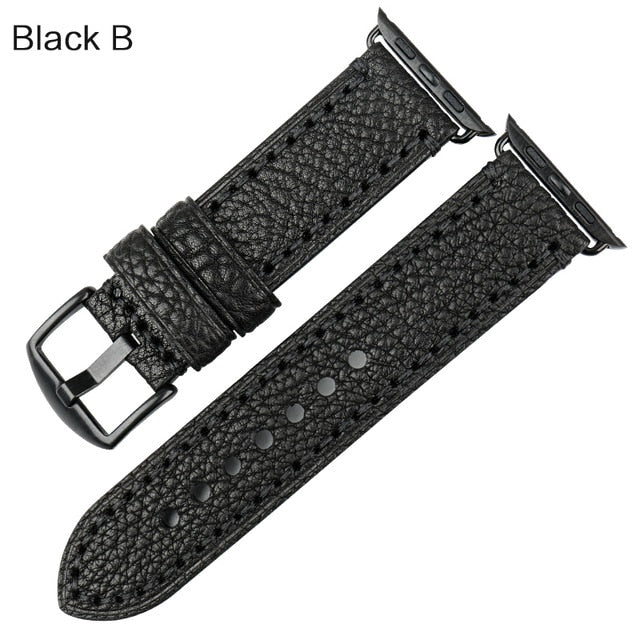 Big Stitches with Bold Color Apple Watch Leather Strap