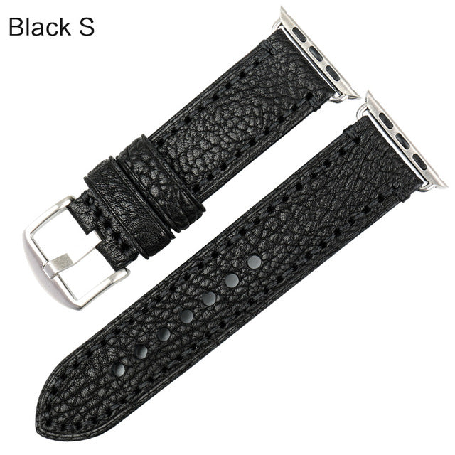 Big Stitches with Bold Color Apple Watch Leather Strap