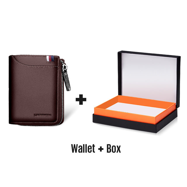 Zip Closure Mini Men Genuine Leather Wallet
