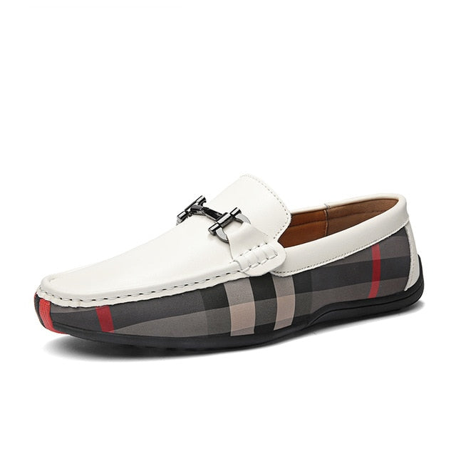 Plaid Casual Walking Lightweight Plaid Moccasins Men Shoes
