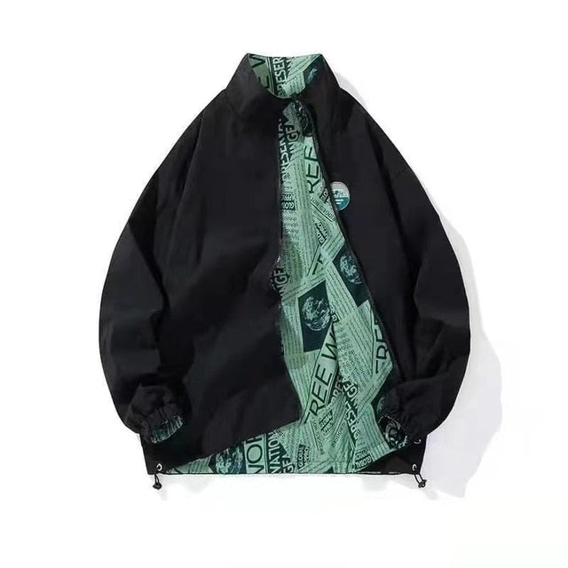 Reverse Letter Solid Bomber Jacket
