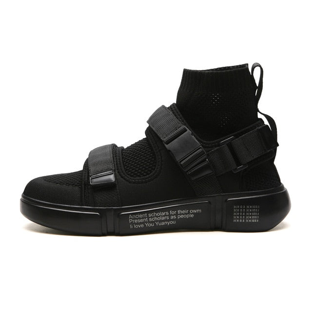 High Top Casual Socks Buckle Breathable Thick Bottom Style Men Sneaker